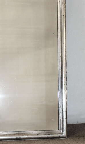 Very large antique French silverleafed Bistro mirror