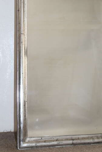 Very large antique French silverleafed Bistro mirror