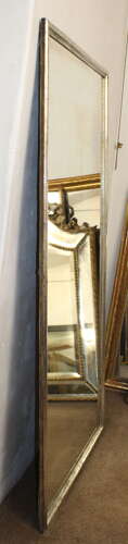 Very large antique French silverleafed Bistro mirror