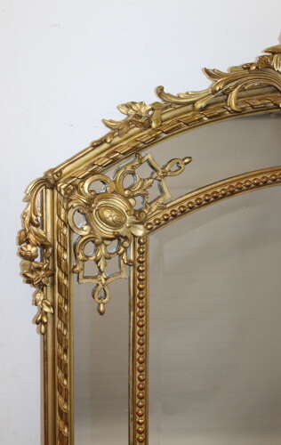 Decorative large antique French margin mirror