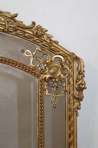 Decorative large antique French margin mirror