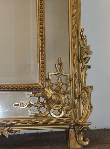 Decorative large antique French margin mirror