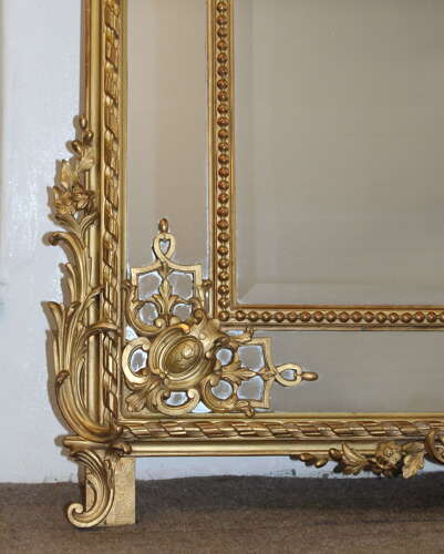 Decorative large antique French margin mirror