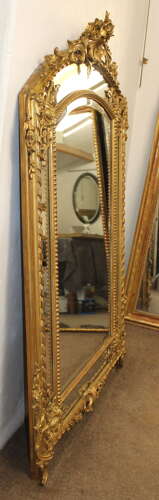 Decorative large antique French margin mirror