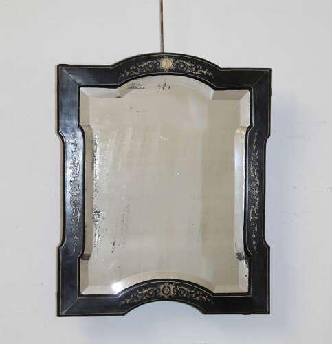 Small antique French ebonised mirror