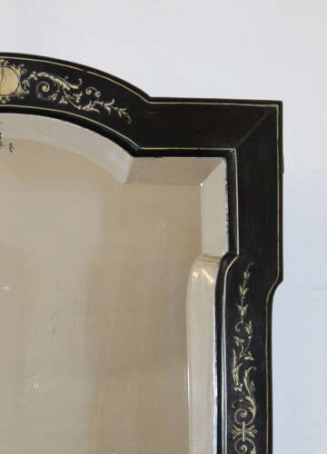 Small antique French ebonised mirror