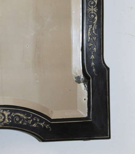 Small antique French ebonised mirror