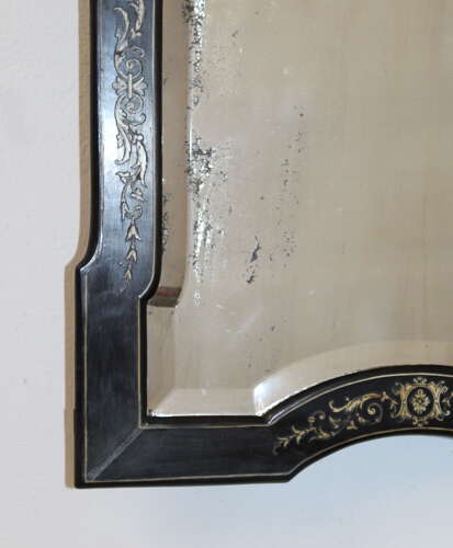 Small antique French ebonised mirror