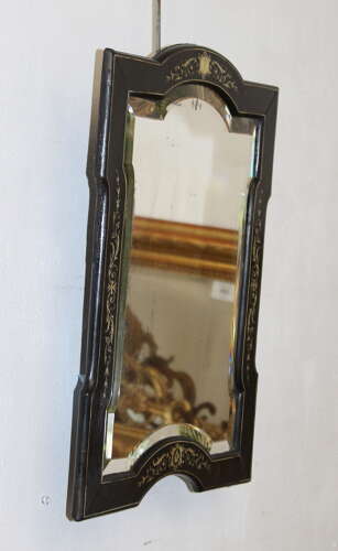 Small antique French ebonised mirror