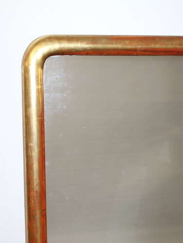 Antique French watergilt-framed archtop mirror