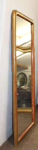 Antique French watergilt-framed archtop mirror