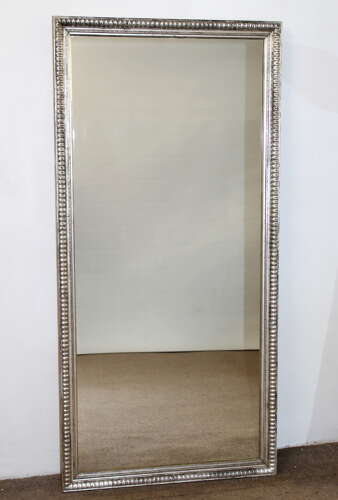 Antique French silverleafed mirror with partly decorative frame
