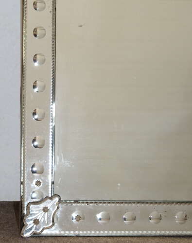 Huge antique Venetian mirror with bubble frame design