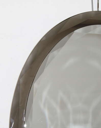 Vintage Italian oval mirror with geometric bevelling