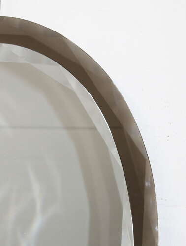 Vintage Italian oval mirror with geometric bevelling