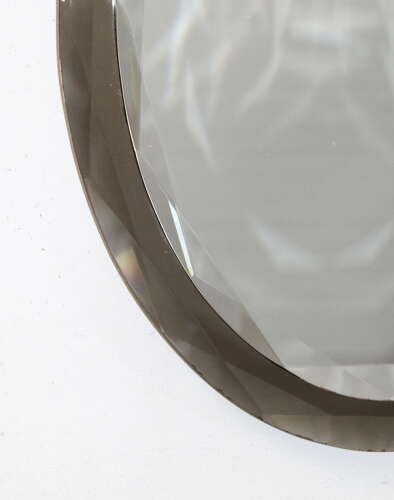 Vintage Italian oval mirror with geometric bevelling