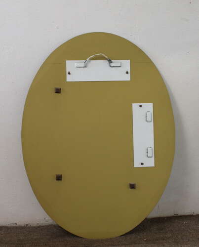 Vintage Italian oval mirror with geometric bevelling