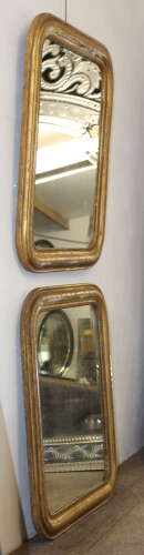 Pair of antique French mirrors with curved corners