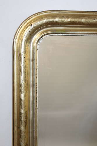 Antique French etched lemon gold archtop mirror