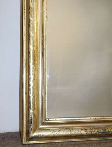Antique French etched lemon gold archtop mirror