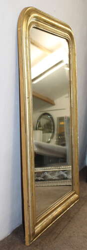 Antique French etched lemon gold archtop mirror