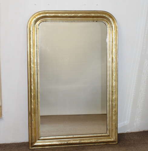 Antique French etched lemon gold archtop mirror