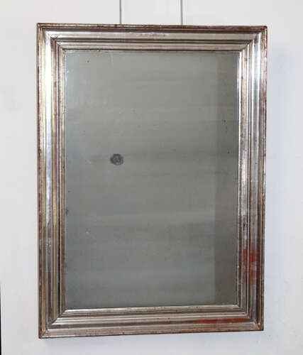 Antique French rectangular burnished silverleaf mirror