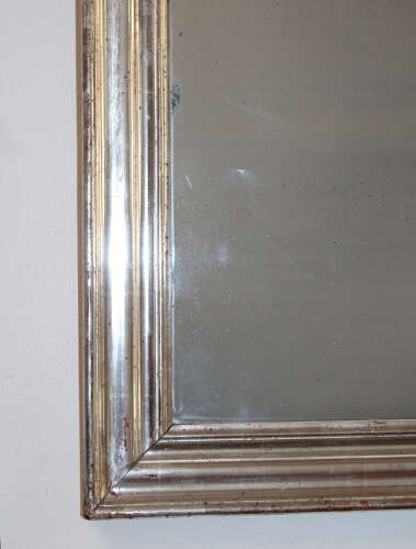 Antique French rectangular burnished silverleaf mirror