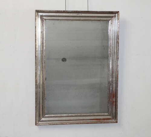 Antique French rectangular burnished silverleaf mirror