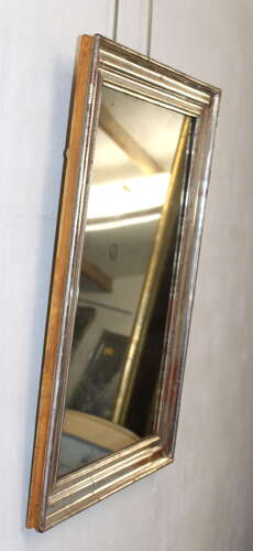 Antique French rectangular burnished silverleaf mirror