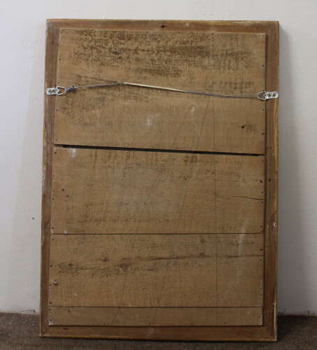 Antique French rectangular burnished silverleaf mirror