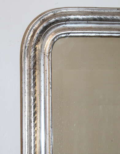 Small antique French silver archtop mirror