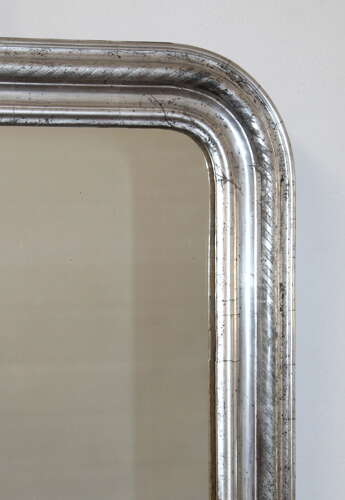 Small antique French silver archtop mirror