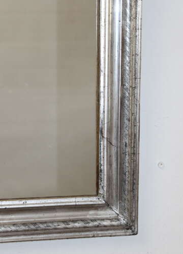 Small antique French silver archtop mirror
