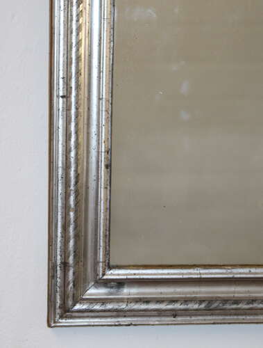 Small antique French silver archtop mirror
