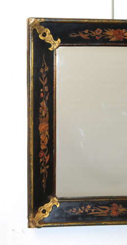 Rare 18th century Italian mirror with inlaid wood frame