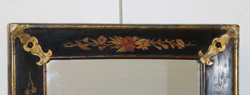 Rare 18th century Italian mirror with inlaid wood frame