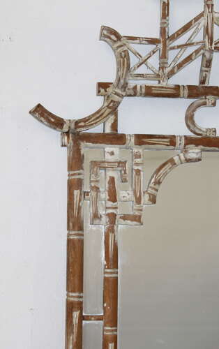 Continental faux bamboo Chinoiserie mirror with pagoda top