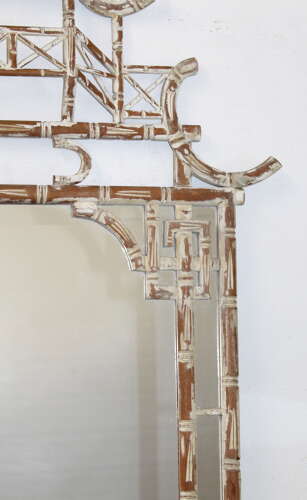 Continental faux bamboo Chinoiserie mirror with pagoda top