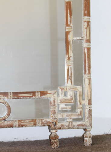 Continental faux bamboo Chinoiserie mirror with pagoda top