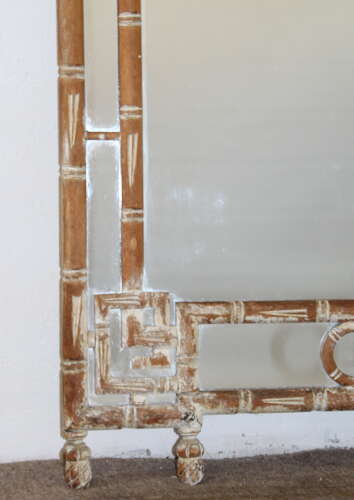 Continental faux bamboo Chinoiserie mirror with pagoda top