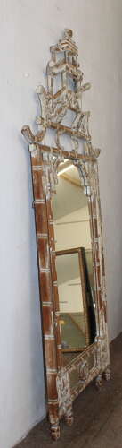 Continental faux bamboo Chinoiserie mirror with pagoda top