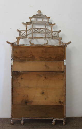 Continental faux bamboo Chinoiserie mirror with pagoda top
