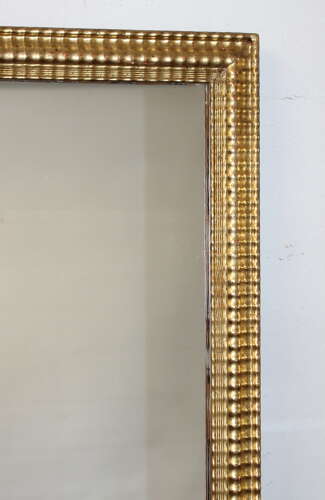 Antique French rippled gilt framed panel mirror