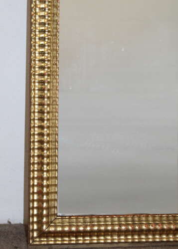 Antique French rippled gilt framed panel mirror