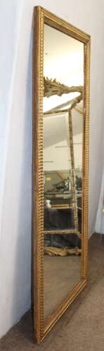 Antique French rippled gilt framed panel mirror