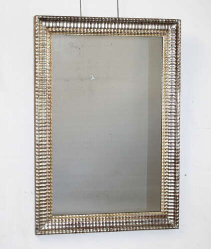 Antique French silverleafed rippled framed mirror