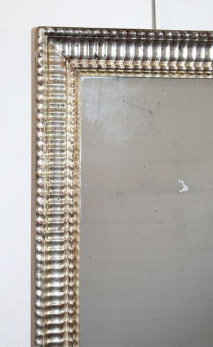 Antique French silverleafed rippled framed mirror
