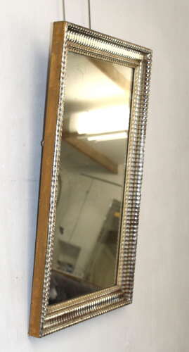 Antique French silverleafed rippled framed mirror