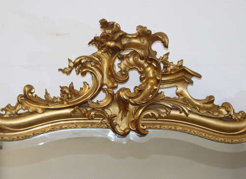 Impressive antique gilt French rococo style mirror